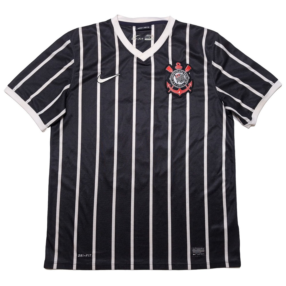 Nike SC Corinthians Jersey Mens Large Black Striped 2013 Excellent 545700-010